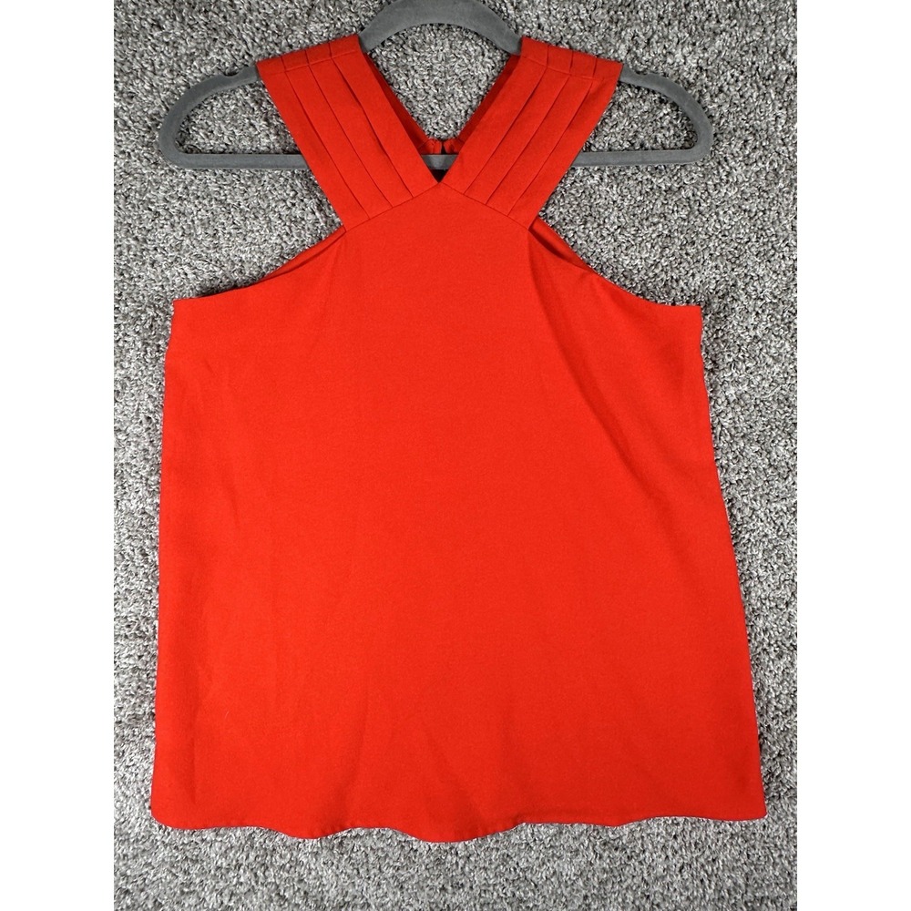 Ann Taylor Factory Coral Halter Sleeveless Pleated V-Strap Top Women's XS‎